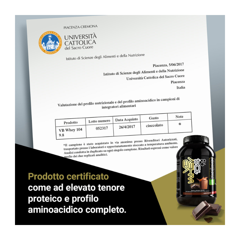 VB WHEY 104 9.8 - Integratore di proteine in polvere per la crescita muscolare